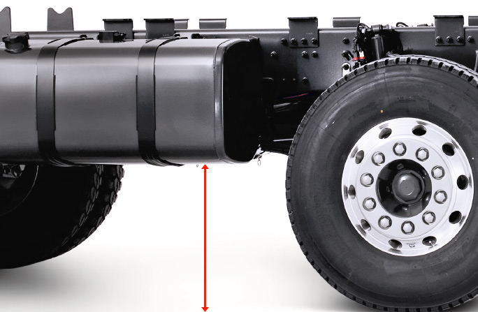 440 MM* GROUND CLEARANCE UNDER THE TANK